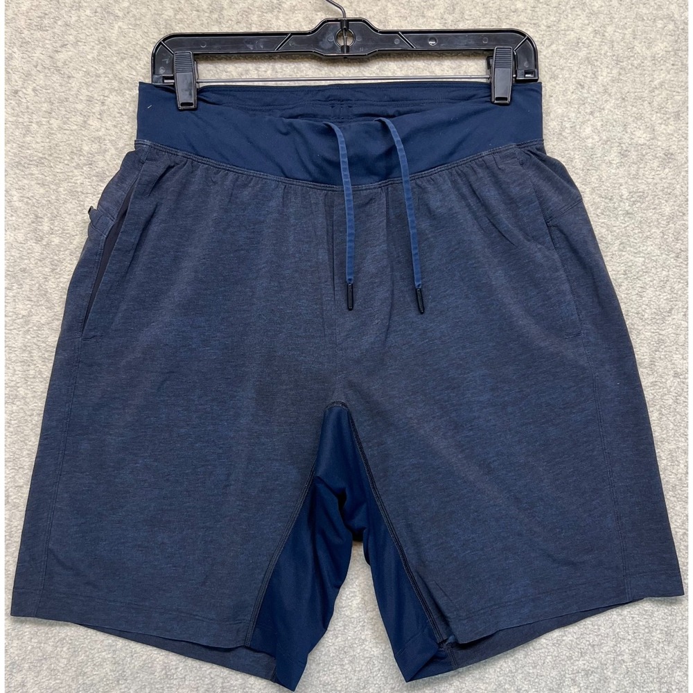 Lululemon Mens T.H.E. Lined 9" Shorts Navy Blue Pocket Performance Outdoor M